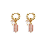 Small hoop earrings with pearl, bead, and stone pendants