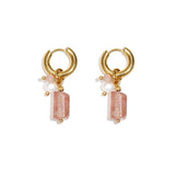 Small hoop earrings with pearl, bead, and stone pendants
