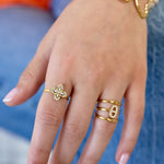 Statement ring with inlaid clover