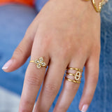 Statement ring with inlaid clover