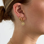 Earrings with decorated hanging flower