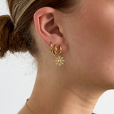 Earrings with decorated hanging flower