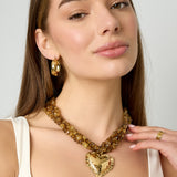Linked bead necklaces with hanging heart