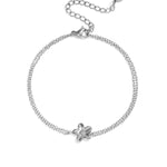 Bracelet with double chain and small flower