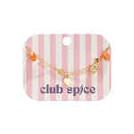 Charm bracelet with orange beads, flowers and hearts