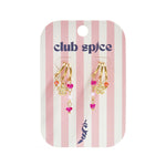 Triple earrings with flower charm and beads
