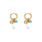 Earrings with beads and coin charm