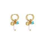 Earrings with beads and coin charm