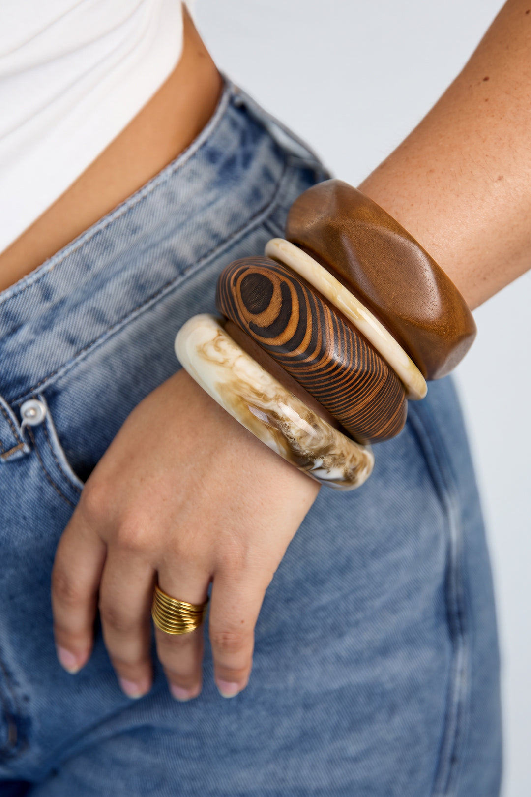 Wood Bangles Irregular Shape Simple Daily Simple Series Women's jewelry