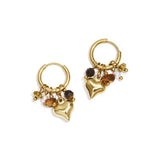 Earrings with heart and bead pendants