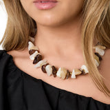 Beaded necklace with different shapes and colors of stones