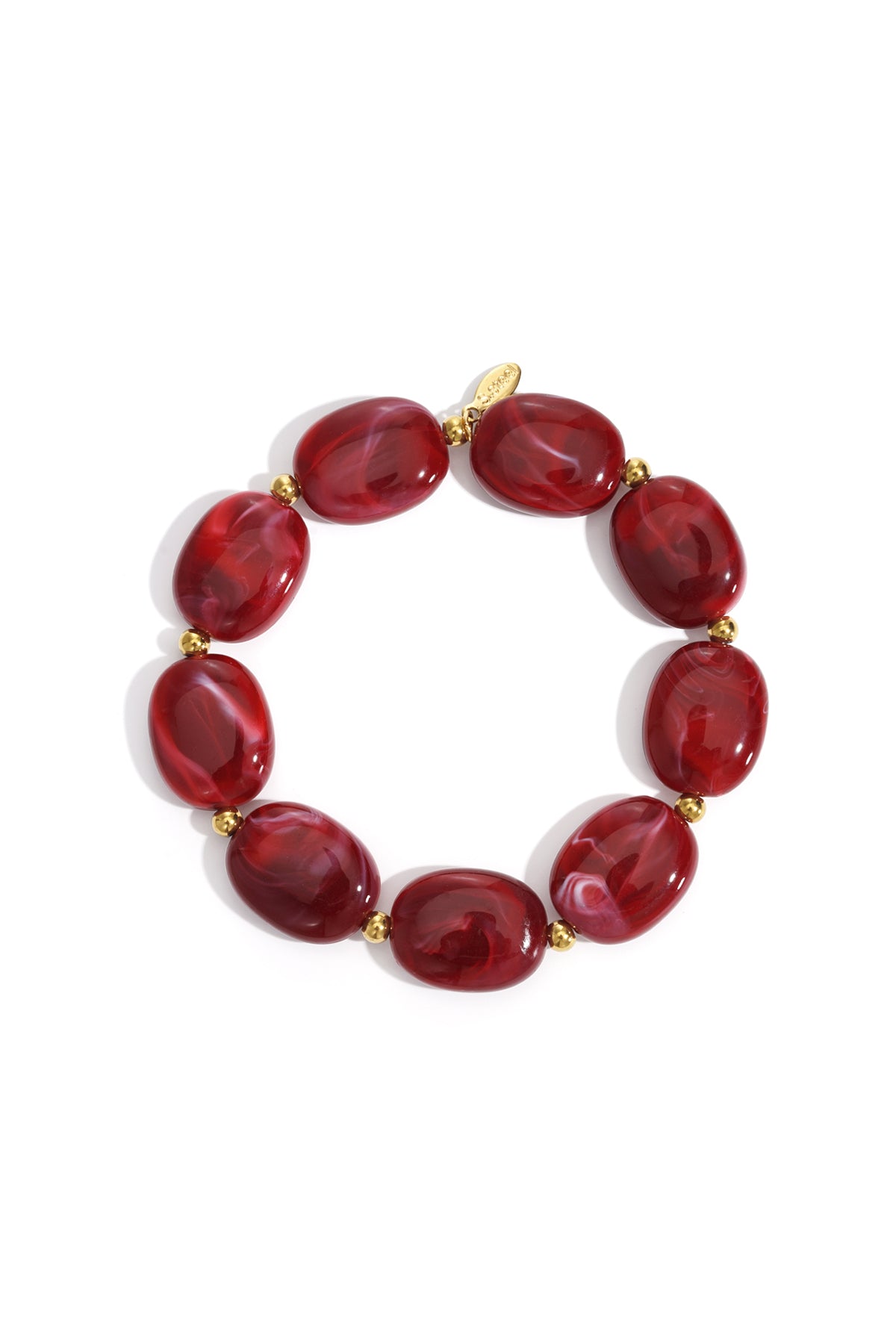 Beaded bracelet with oval and gold beads