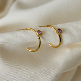 Hoop earrings with round stone