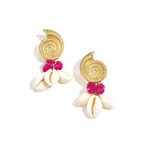Earrings with shell-shaped pendants and beads
