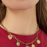 Necklace with sun and heart charms