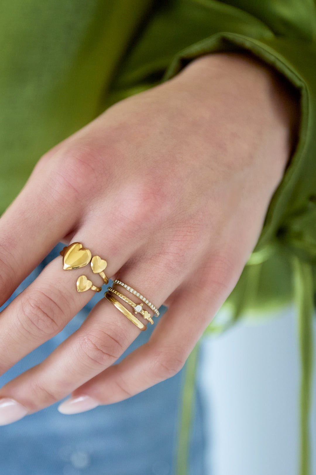 3-layer ring with stones