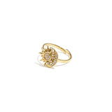 Adjustable ring with heart-shaped stone and heart