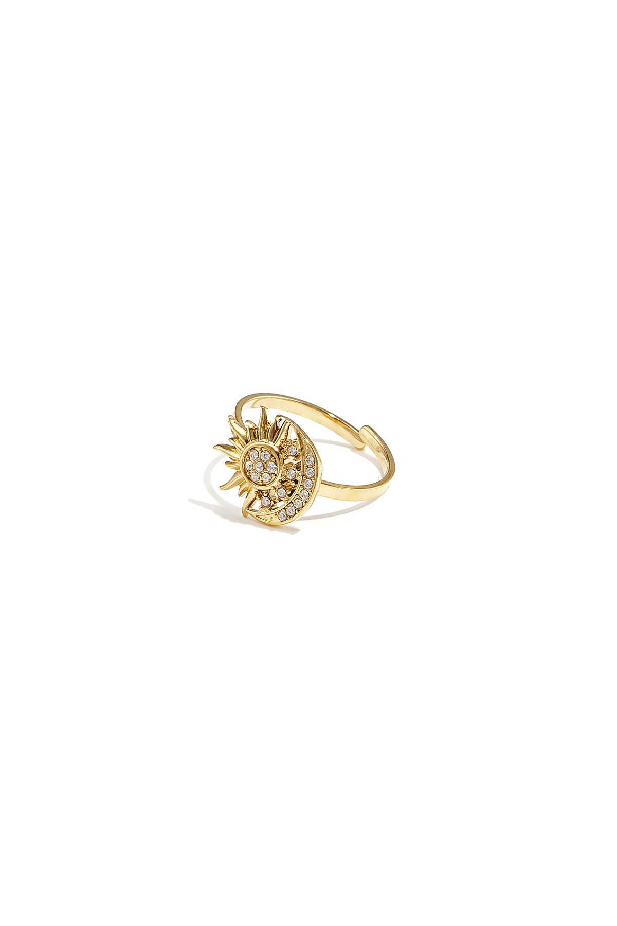 Adjustable ring with heart-shaped stone and heart