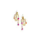 Triple earrings with flower charm and beads