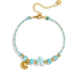 Bracelet with rope-pattern beads, starfish, and shell