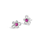Flower-like shape stud earrings with stone detail