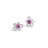 Flower-like shape stud earrings with stone detail