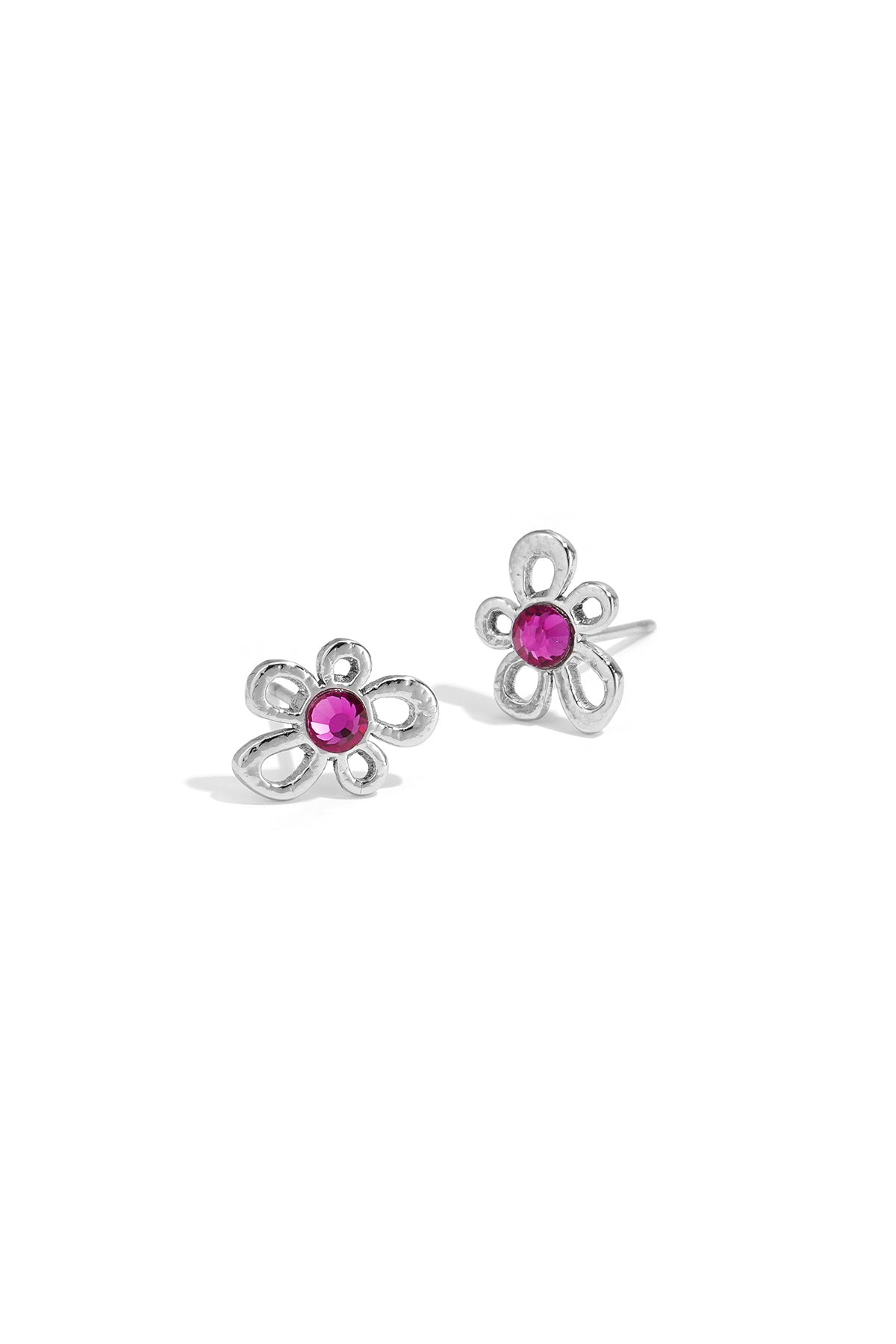 Flower-like shape stud earrings with stone detail