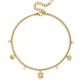 Beach-themed anklet with pearls