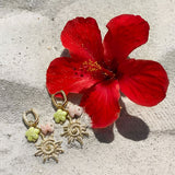 Oval hoop earrings with sun and bead charms
