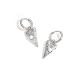 Small earrings with long heart charm with pearl