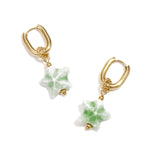 Squoval earrings with colored star pendant