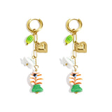 Earrings with chain and hanging charms