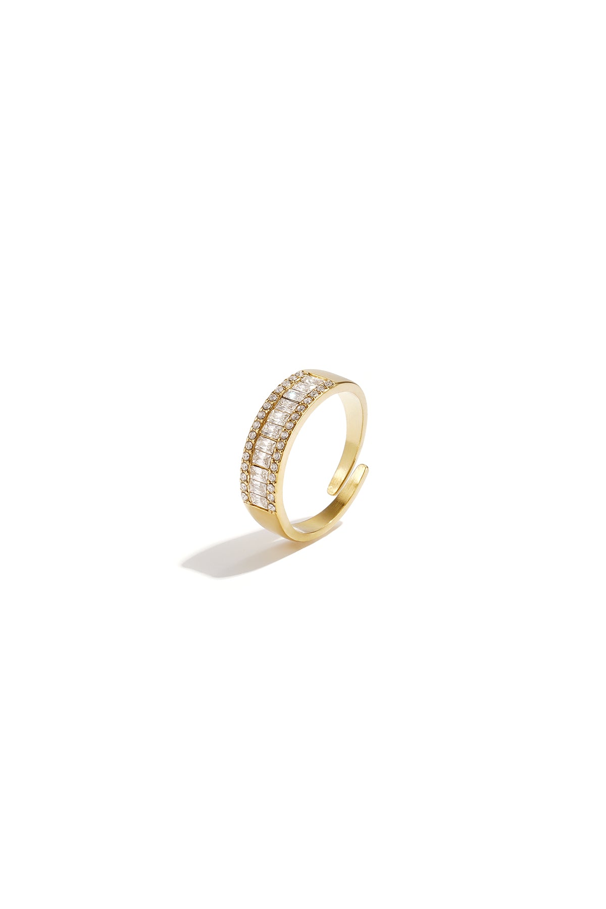 Adjustable statement ring with rhinestones