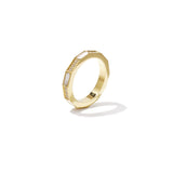 Angular ring with stones and mother-of-pearl detail