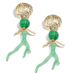 Earrings with coral and sea pendants