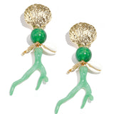 Earrings with coral and sea pendants