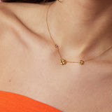 Necklace with clovers and colored stones