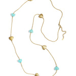 Long necklace with varying beads and shapes