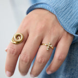 Statement ring with cross and stones