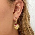 Earrings with heart and beads