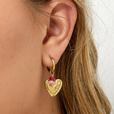 Earrings with heart and beads