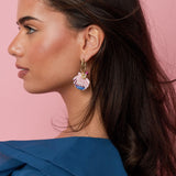 Earrings with large shell and bead charms