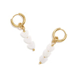 Small hoop earrings with 3 heart-shaped beads