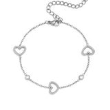 Heart bracelet with alternating stones