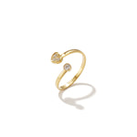 Minimalist adjustable ring with stones and heart