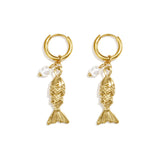 Stainless Steel Drop Earrings Fish Simple Daily Simple Series Women's jewelry