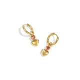 Earrings with dangling hearts and a heart-shaped stone