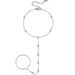 Hand chain with beads and rectangular stones