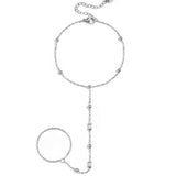 Hand chain with beads and rectangular stones