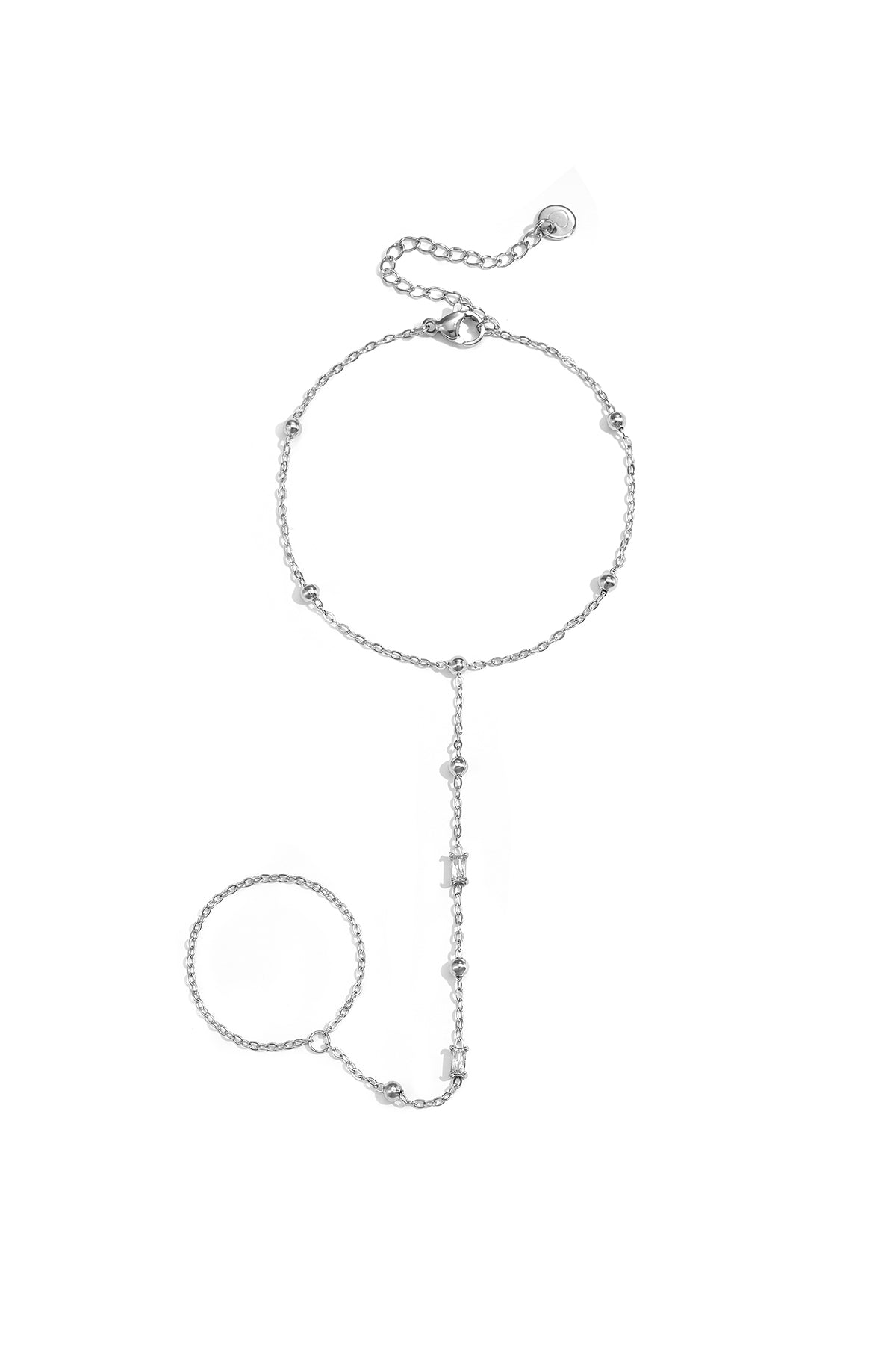 Hand chain with beads and rectangular stones